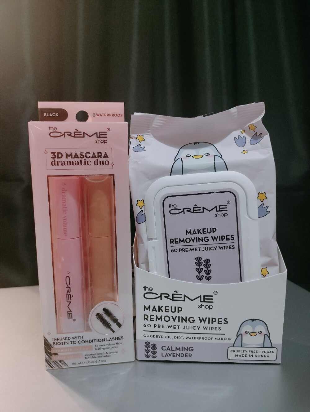 The Crème Shop Pink 3D Mascara Dramatic Duo & Makeup Removing Wipes Set